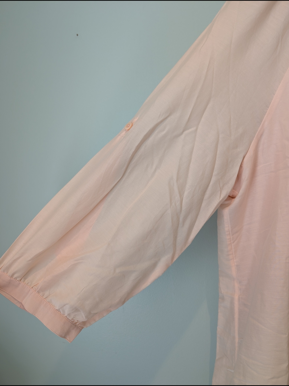 Light Pink Women's Layered Button V-Neck Tunic Top - Picture 4 of 9